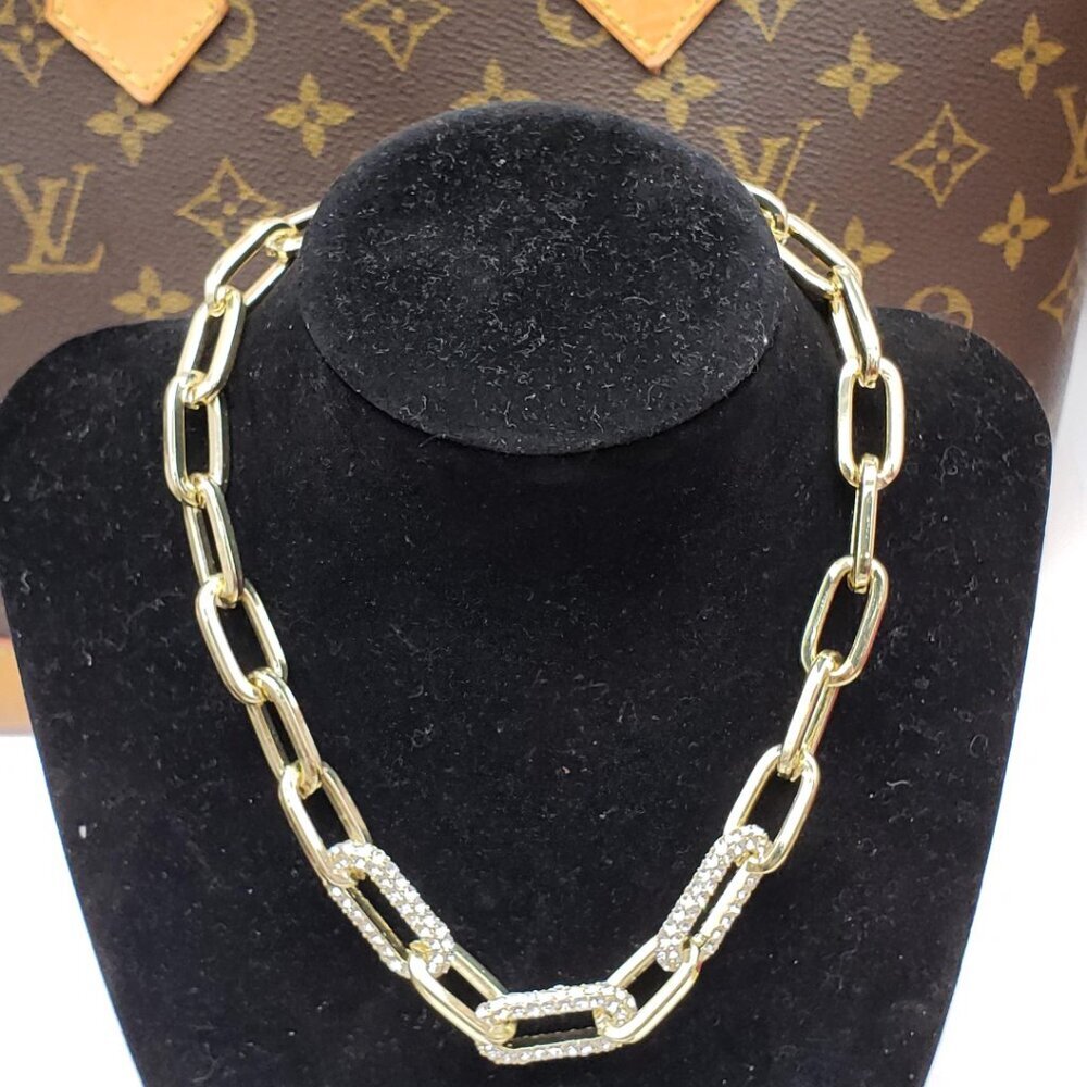 Authentic Louis Vuitton Lock & Key w/ Unbranded Gold Plated Gold Chain Necklace